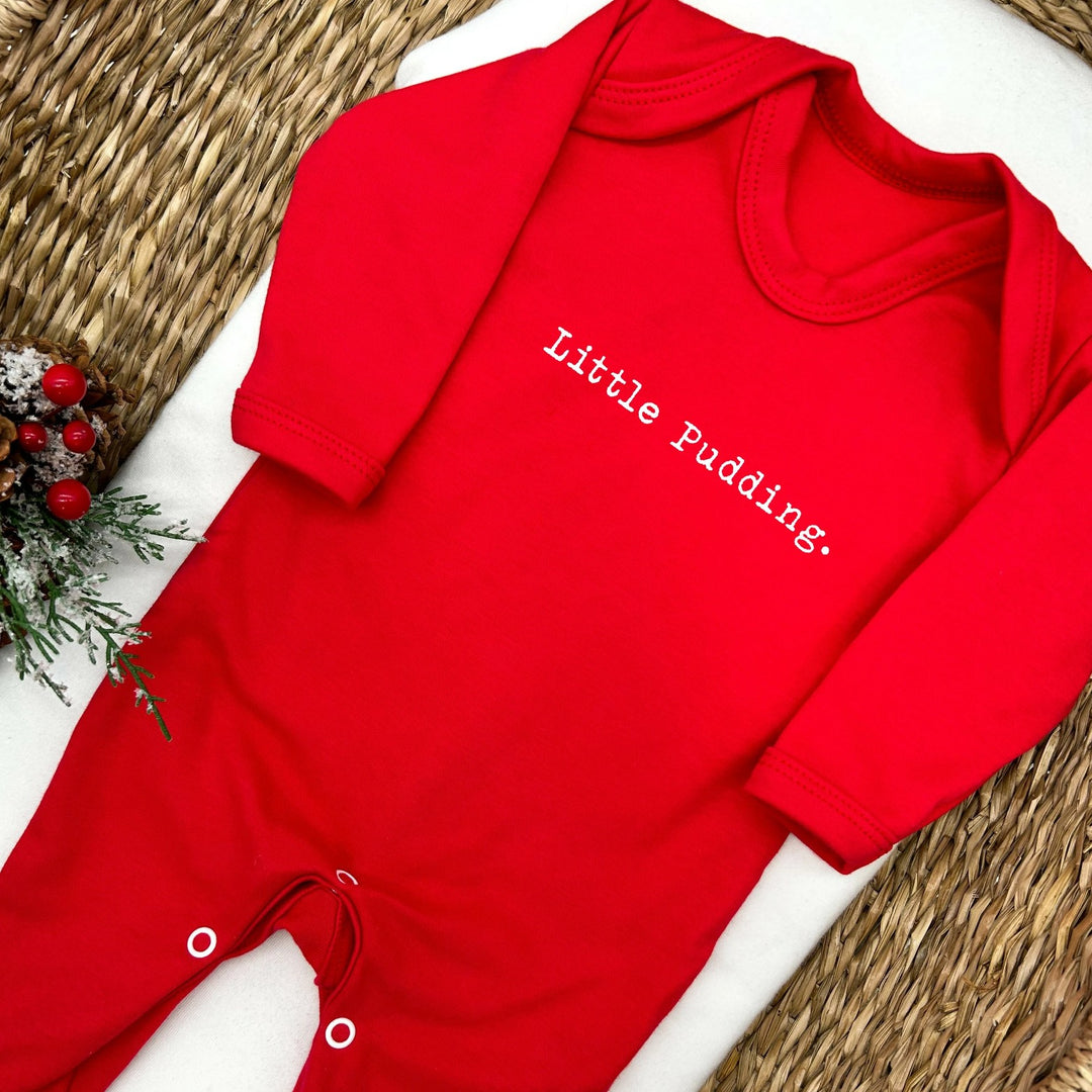 Simple Little Pudding Christmas Red Babygrow