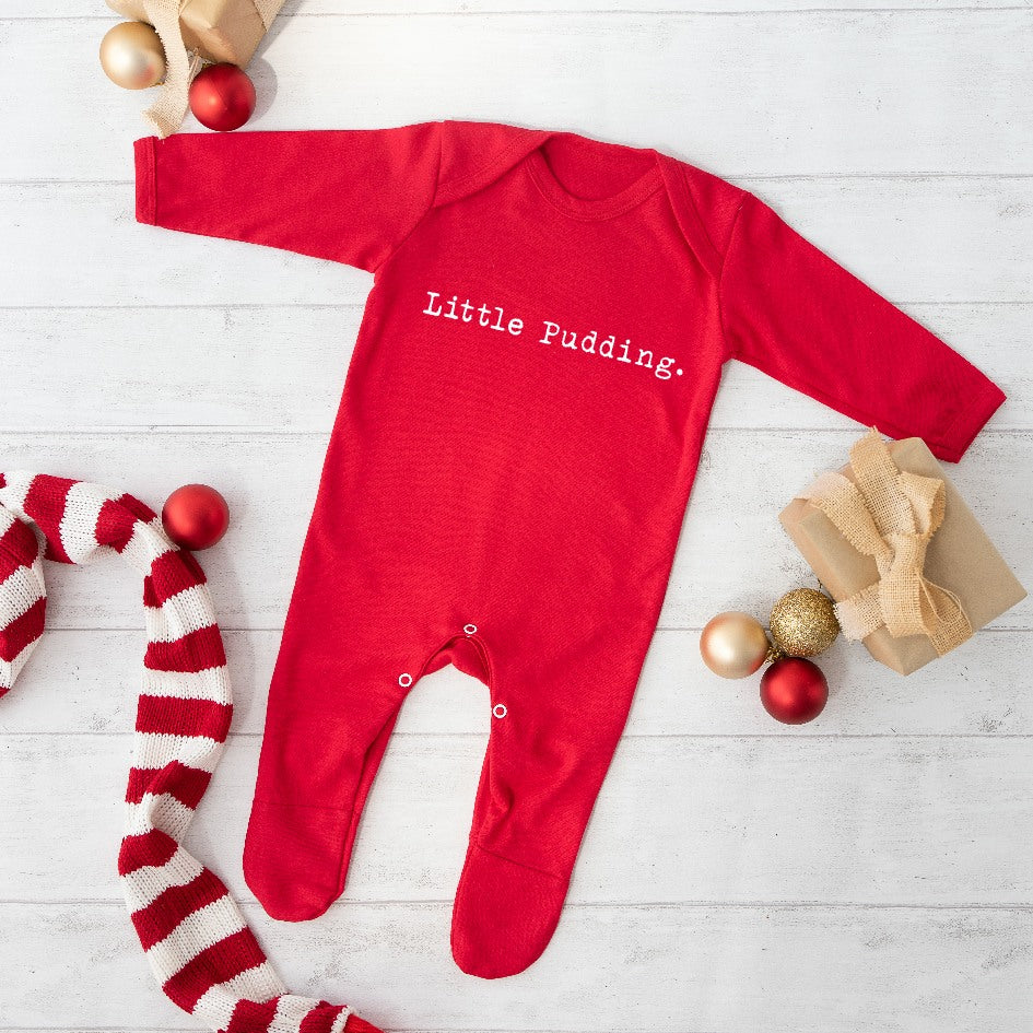 Simple Little Pudding Christmas Red Babygrow