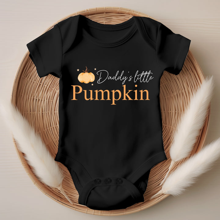 Personalised Daddy/Mummy's Little Pumpkin Black Babygrow/Vest