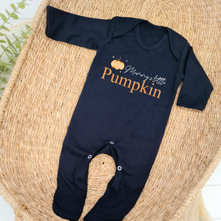 Personalised Daddy/Mummy's Little Pumpkin Black Babygrow/Vest