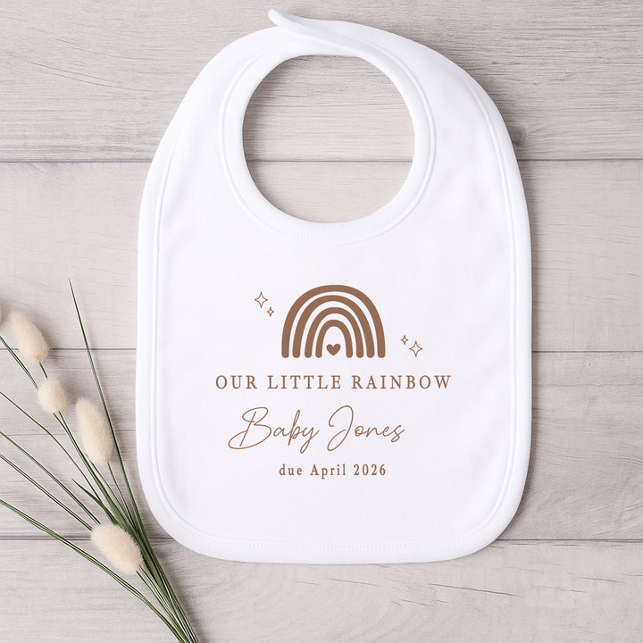 Personalised Beige Our Little Rainbow IVF Baby Announcement Vest