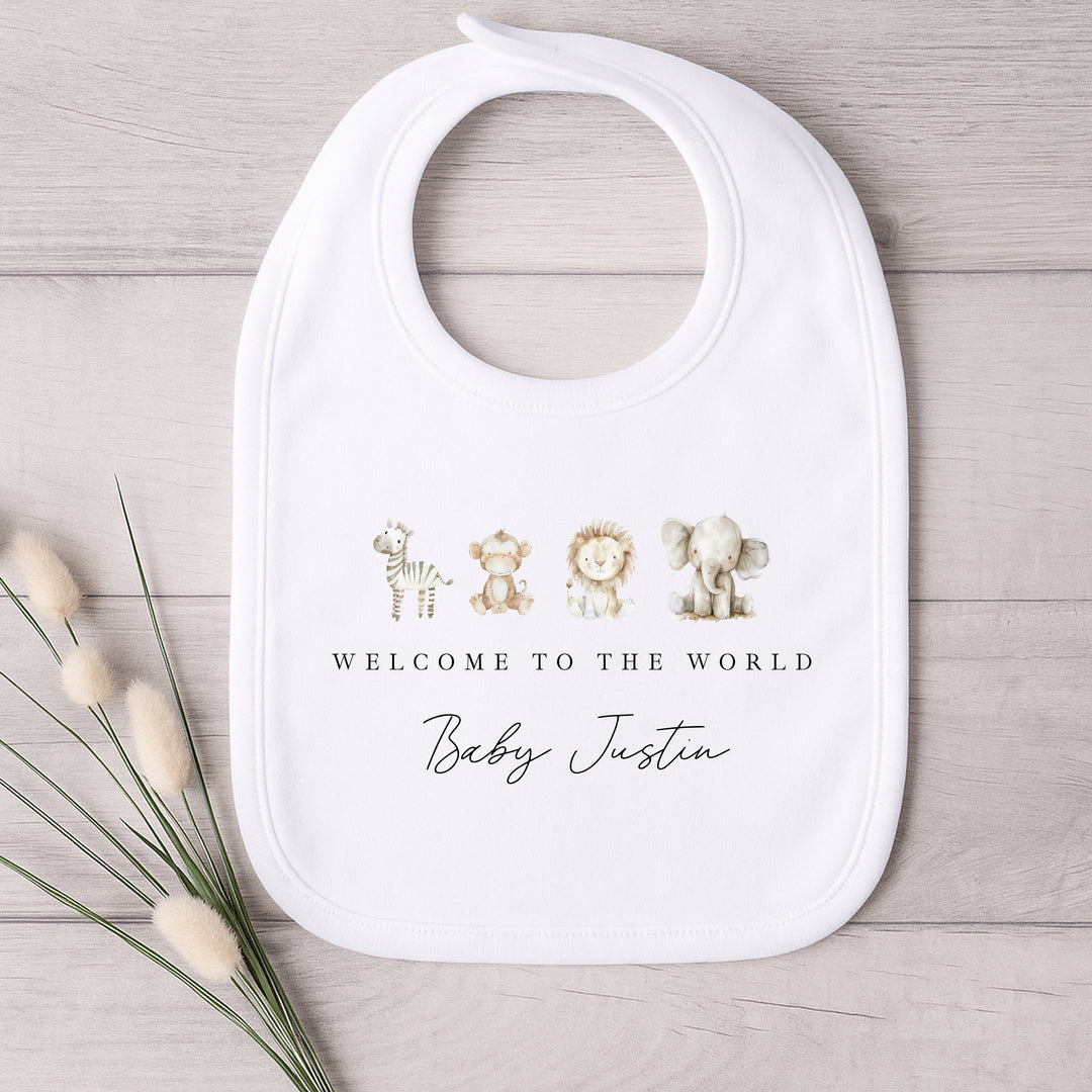 Personalised Water Colour Safari Babygrow/Vest/Bib