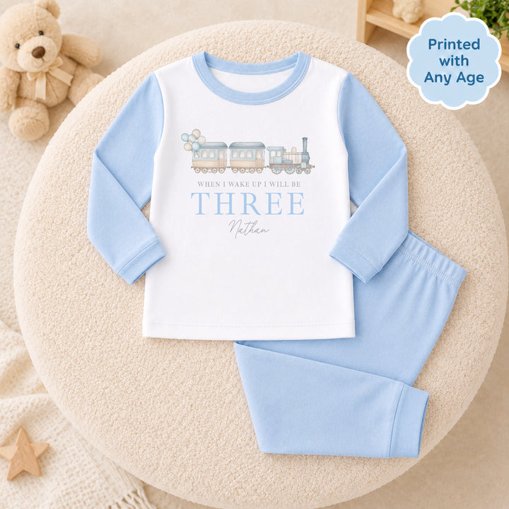 Personalised Little Train Any Age Birthday Pyjamas