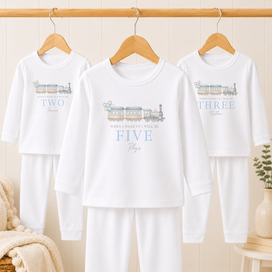 Personalised Little Train Any Age Birthday Pyjamas