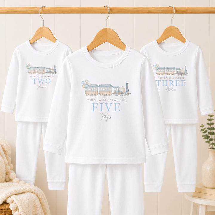 Personalised Little Train Any Age Birthday Pyjamas