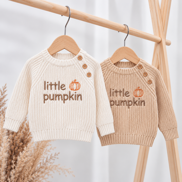 Embroidered Ribbed Little Pumpkin Halloween Jumper