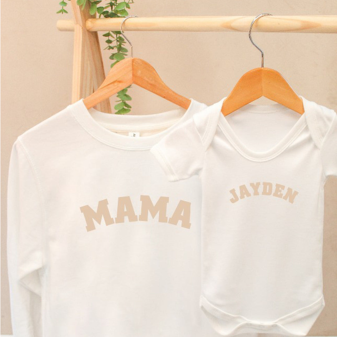 Personalised Beige Matching Mum & Mini Outfits