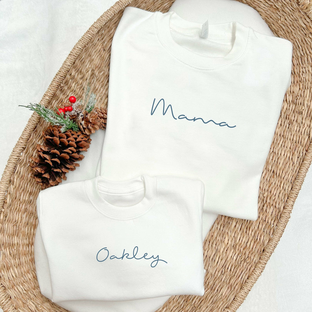 Personalised Mama and Mini Blue Matching Outfits