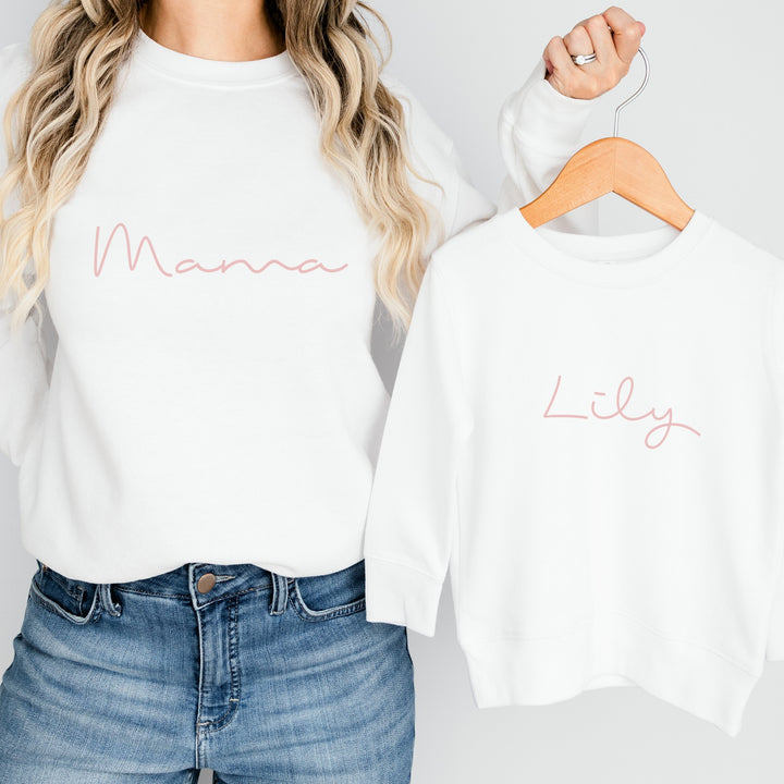 Personalised Mama Baby Pink Script Matching Outfits