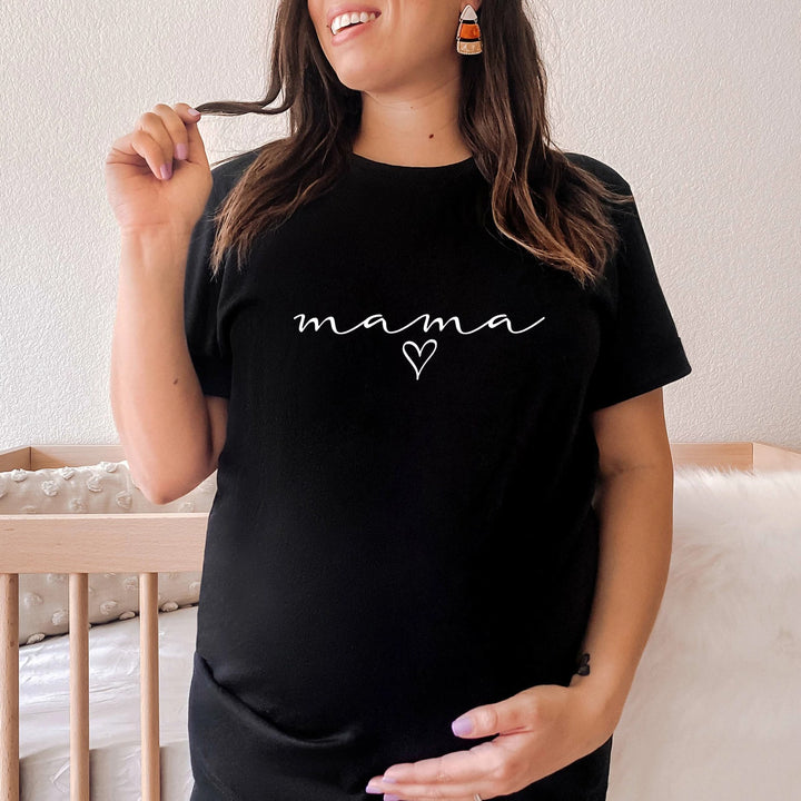 Simple Mama Heart Maternity T-shirt | Black & White