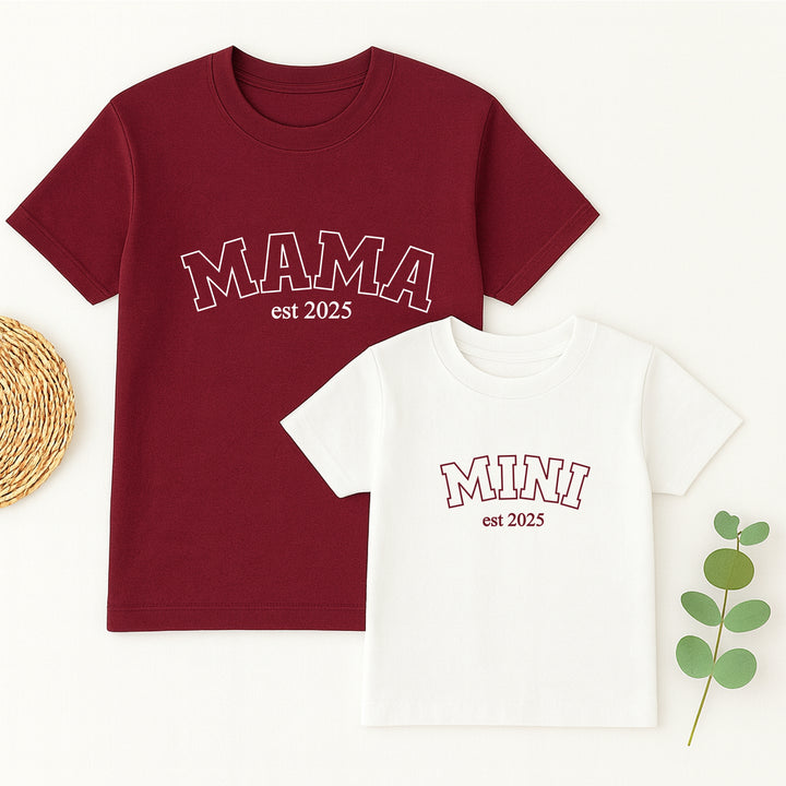 Personalised Mama & Mini Maroon Matching Outfits