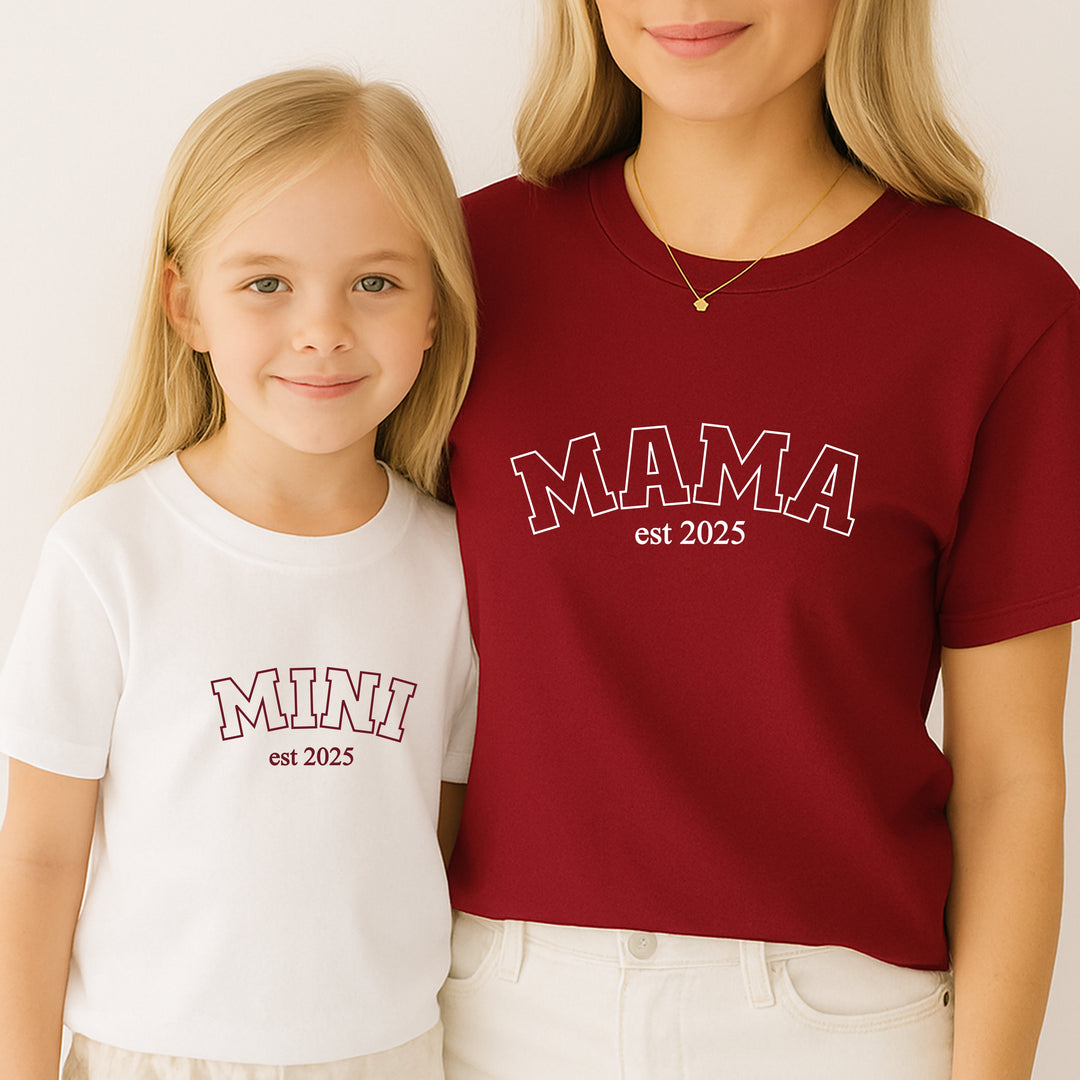 Personalised Mama & Mini Maroon Matching Outfits