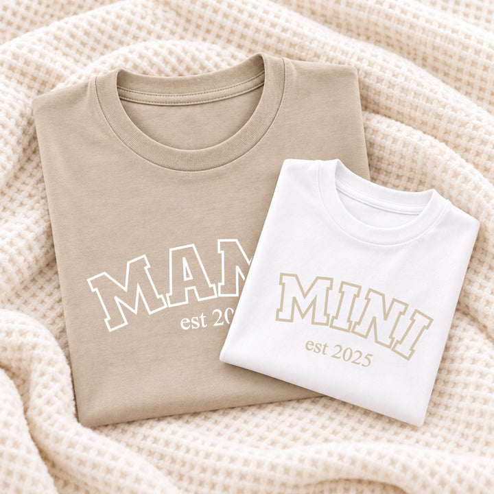 Personalised Beige Est Mama &amp; Mini Matching Outfits