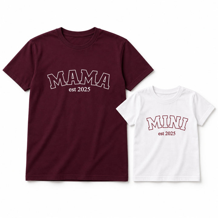 Personalised Maroon Est Mama &amp; Mini Matching Outfits