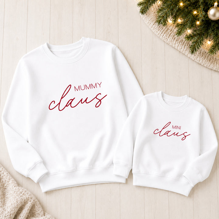 Personalised Mama and Mini Claus Matching Christmas Jumper