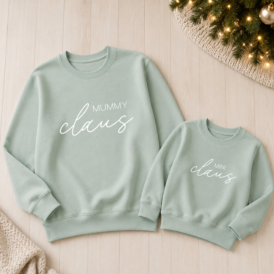 Personalised Mama and Mini Claus Matching Christmas Jumper