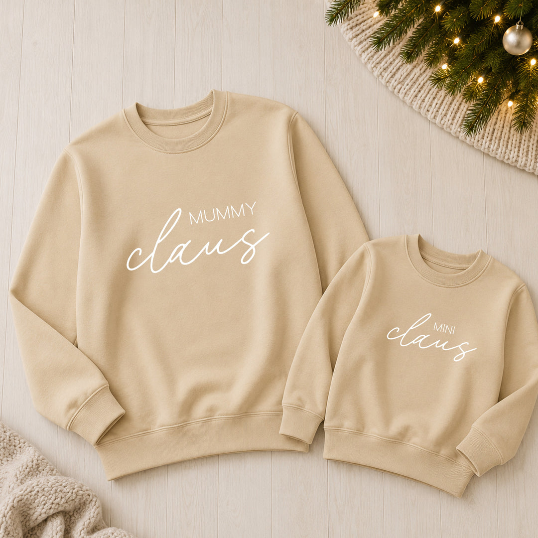 Personalised Mama and Mini Claus Matching Christmas Jumper