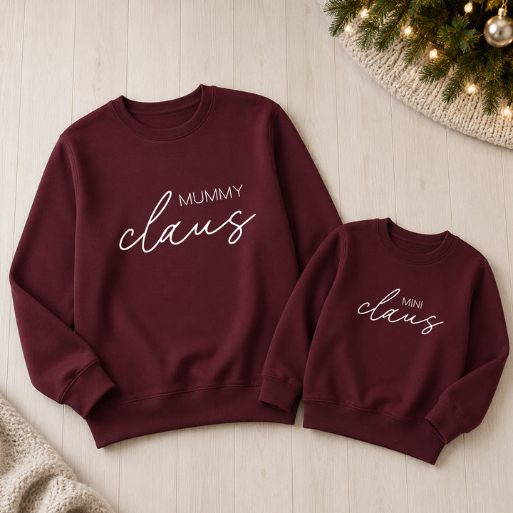 Personalised Mama and Mini Claus Matching Christmas Jumper