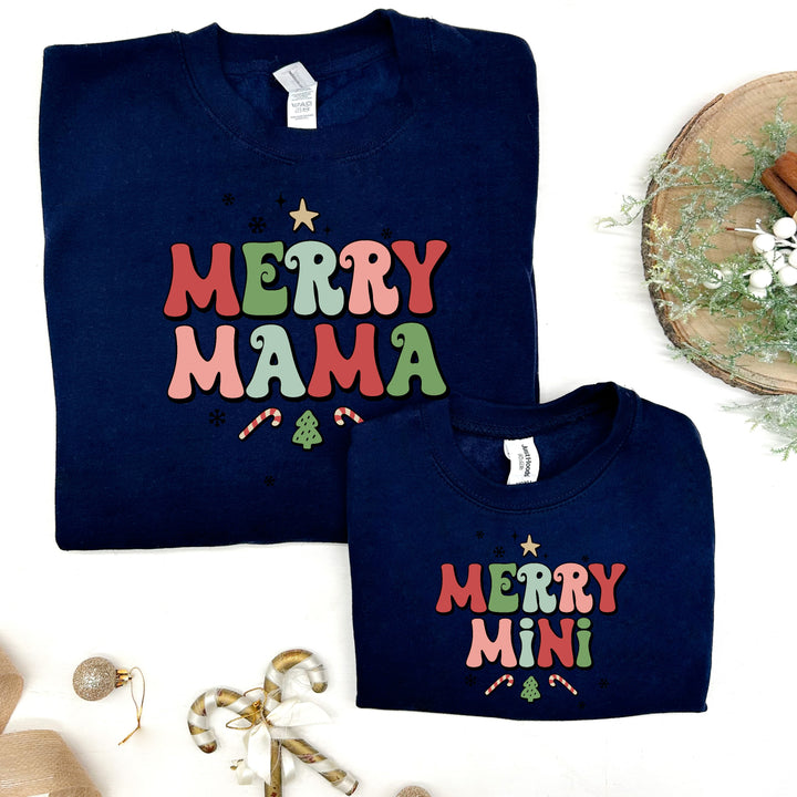 Retro Mama and Mini Christmas Matching Sweatshirts