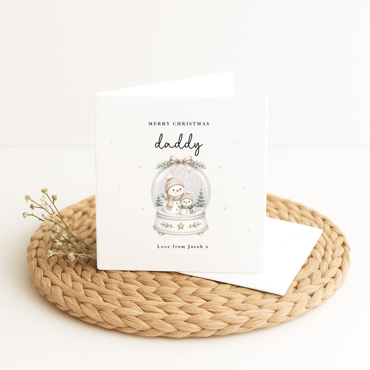 Personalised Snowglobe Happy First Christmas As My Daddy Card