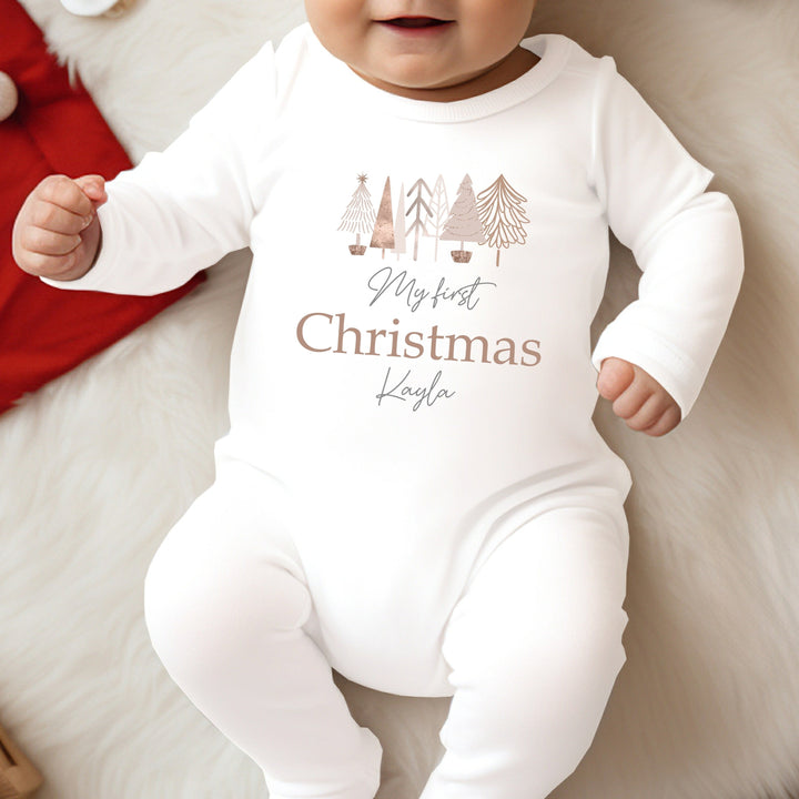 My First Christmas Rose Gold Babygrow/Vest/Bib