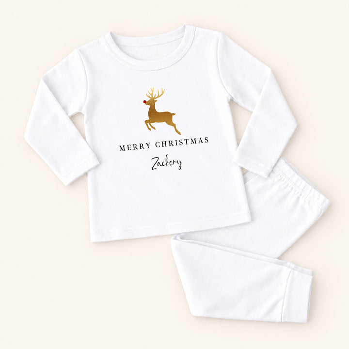 Personalised Gold Reindeer Christmas Pyjamas