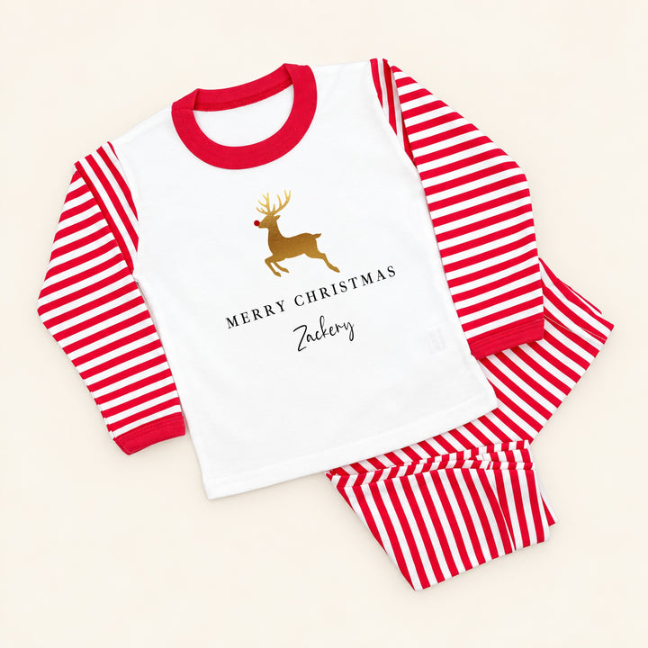 Personalised Gold Reindeer Christmas Pyjamas