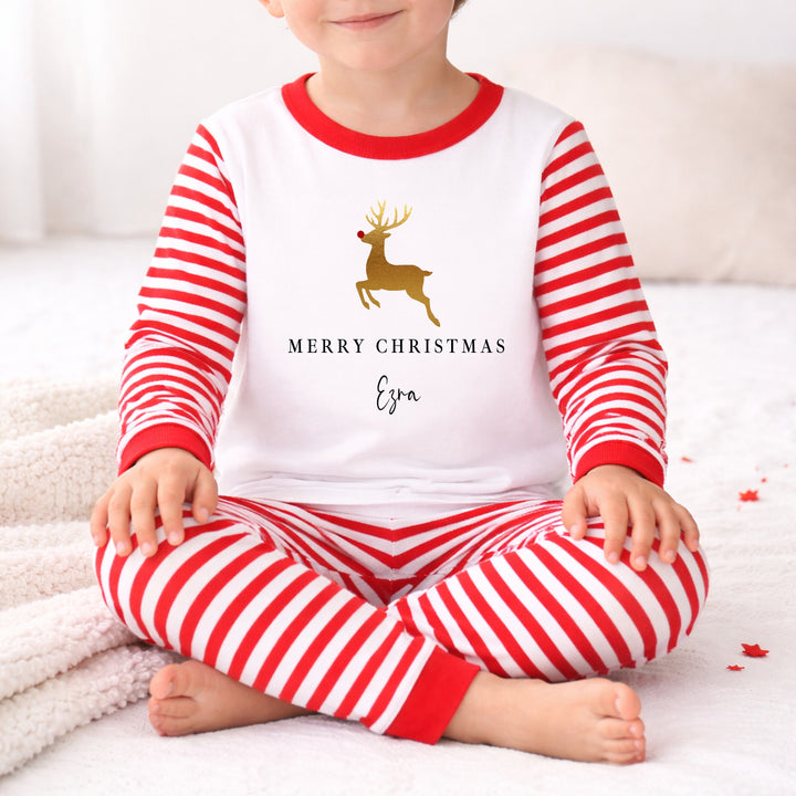 Personalised Gold Reindeer Christmas Pyjamas