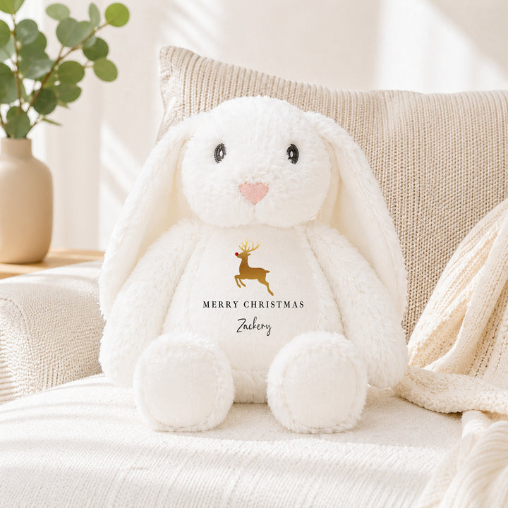 Personalised Gold Reindeer Merry Christmas Soft Toy