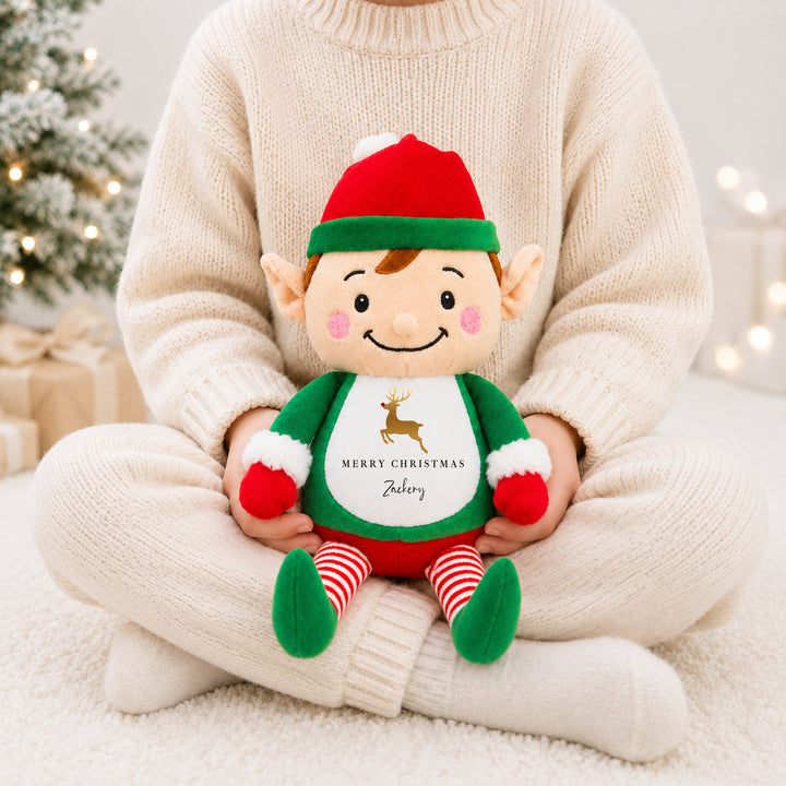 Personalised Gold Reindeer Merry Christmas Soft Toy