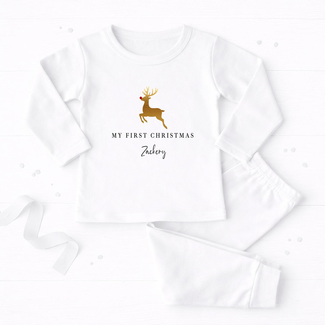 Personalised Gold Reindeer Christmas Pyjamas