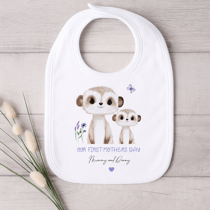 Personalised Meerkat Our First Mother's Day Baby Grow, Vest or Bib