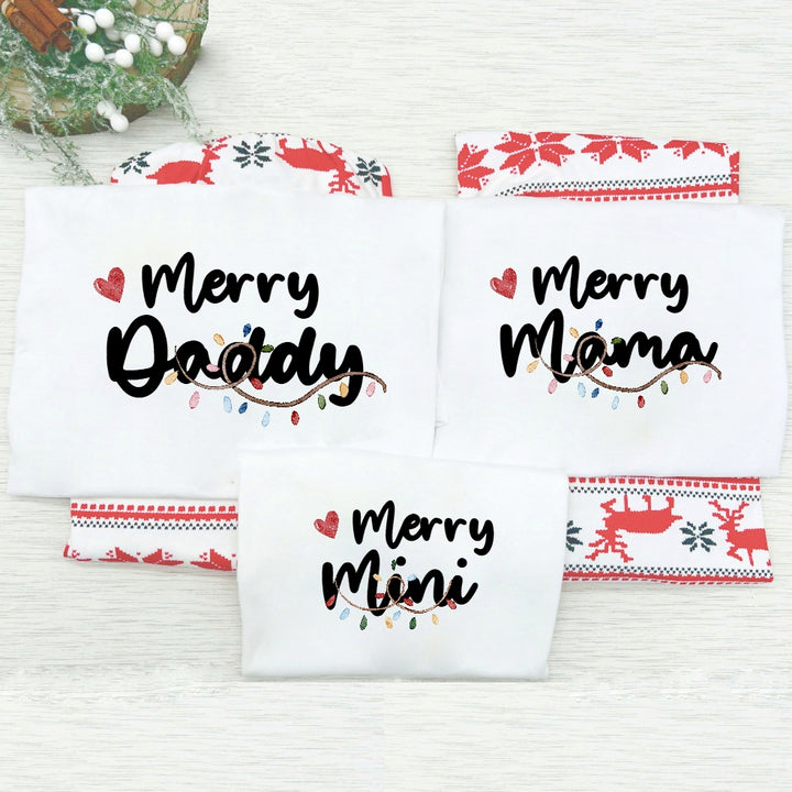 Personalised Merry Family Matching T-shirts With Optional Trousers