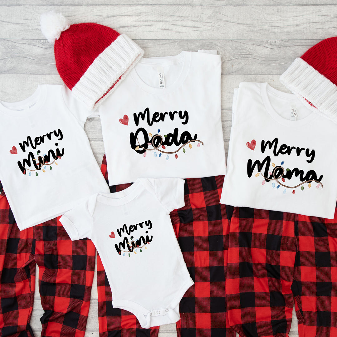 Personalised Merry Family Matching T-shirts With Optional Trousers