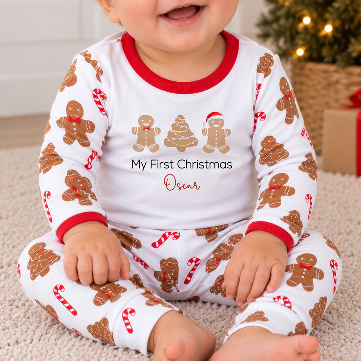 Personalised Gingerbread Trio My First Christmas Pyjamas