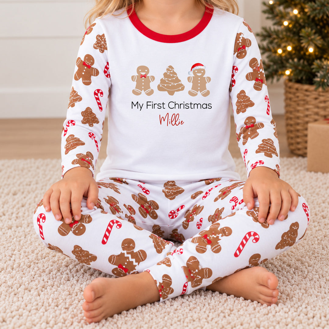Personalised Gingerbread Trio My First Christmas Pyjamas