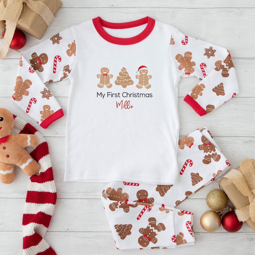 Personalised Gingerbread Trio My First Christmas Pyjamas