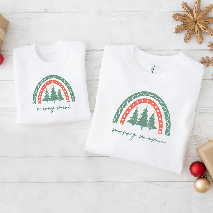 Mama and Mini Green Tree Matching Christmas Sweatshirt