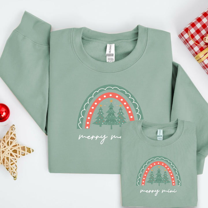 Mama and Mini Green Tree Matching Christmas Sweatshirt