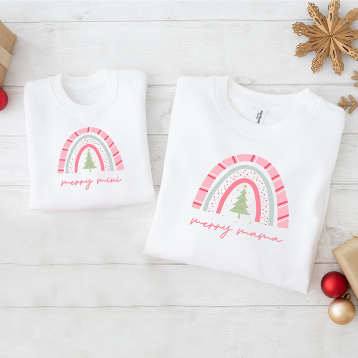 Mama and Mini Pink Tree Matching Christmas Sweatshirt