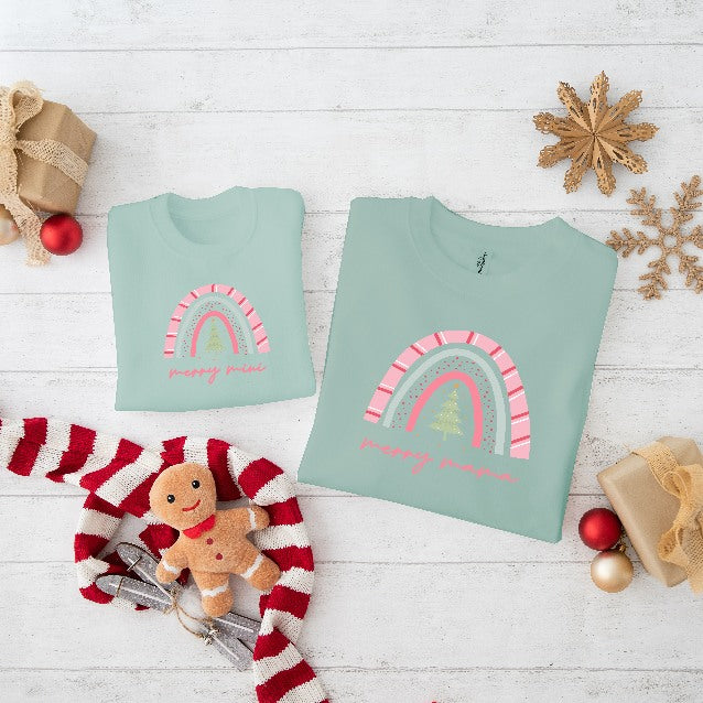 Mama and Mini Pink Tree Matching Christmas Sweatshirt