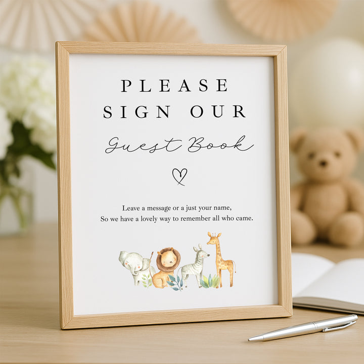 Personalised Jungle Safari Baby Shower Guest Book