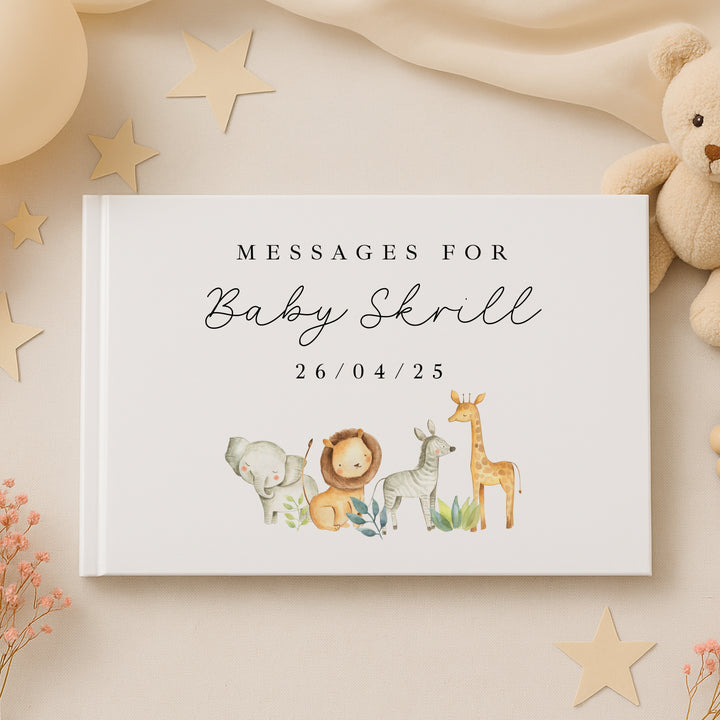 Personalised Jungle Safari Baby Shower Guest Book