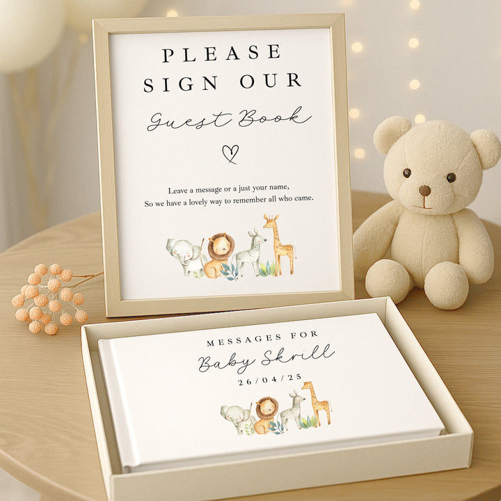Personalised Jungle Safari Baby Shower Guest Book