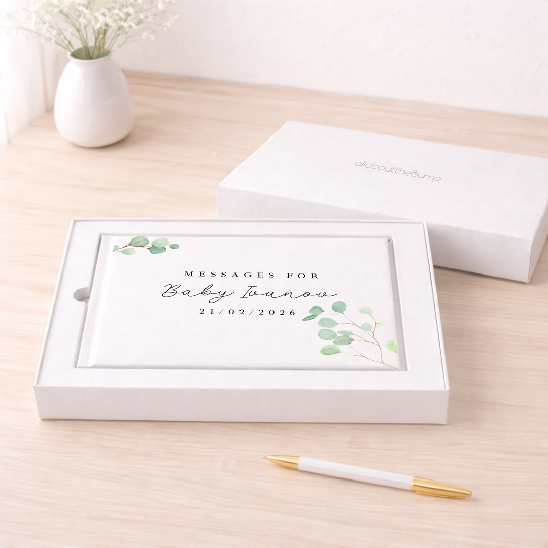 Personalised Green Leaf Baby Shower Guest Book