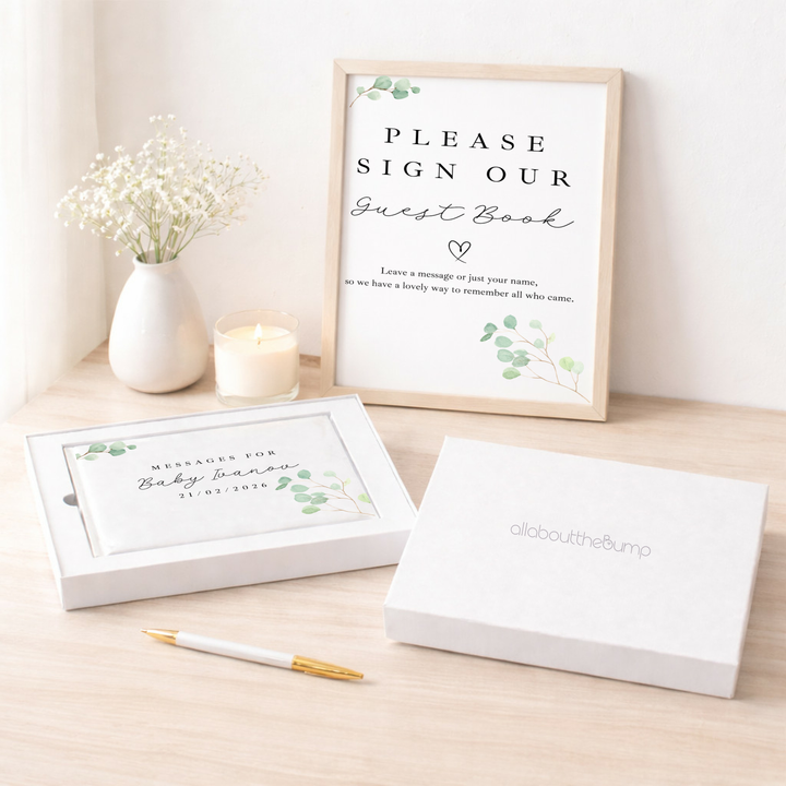 Personalised Green Leaf Baby Shower Guest Book