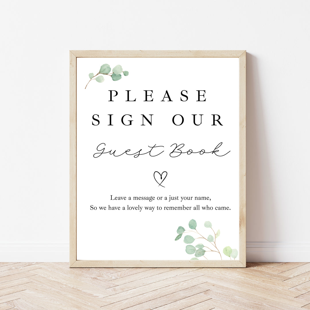 Personalised Green Leaf Baby Shower Guest Book