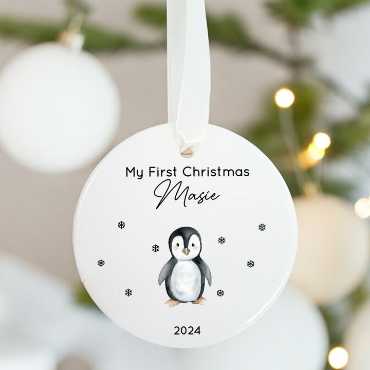 Personalised My First Christmas Penguin Ceramic Ornament