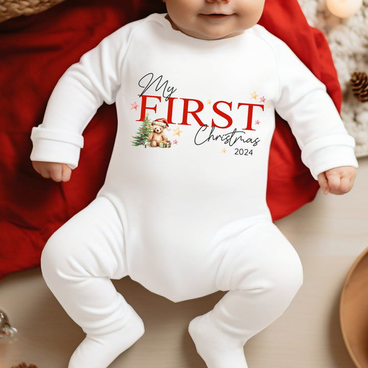 Red My First Christmas Babygrow/Vest/Bib