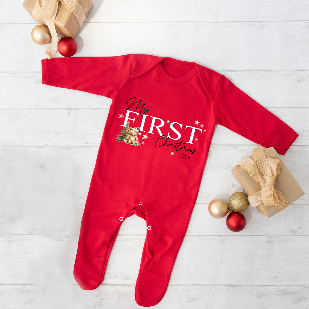 Red My First Christmas Babygrow/Vest/Bib